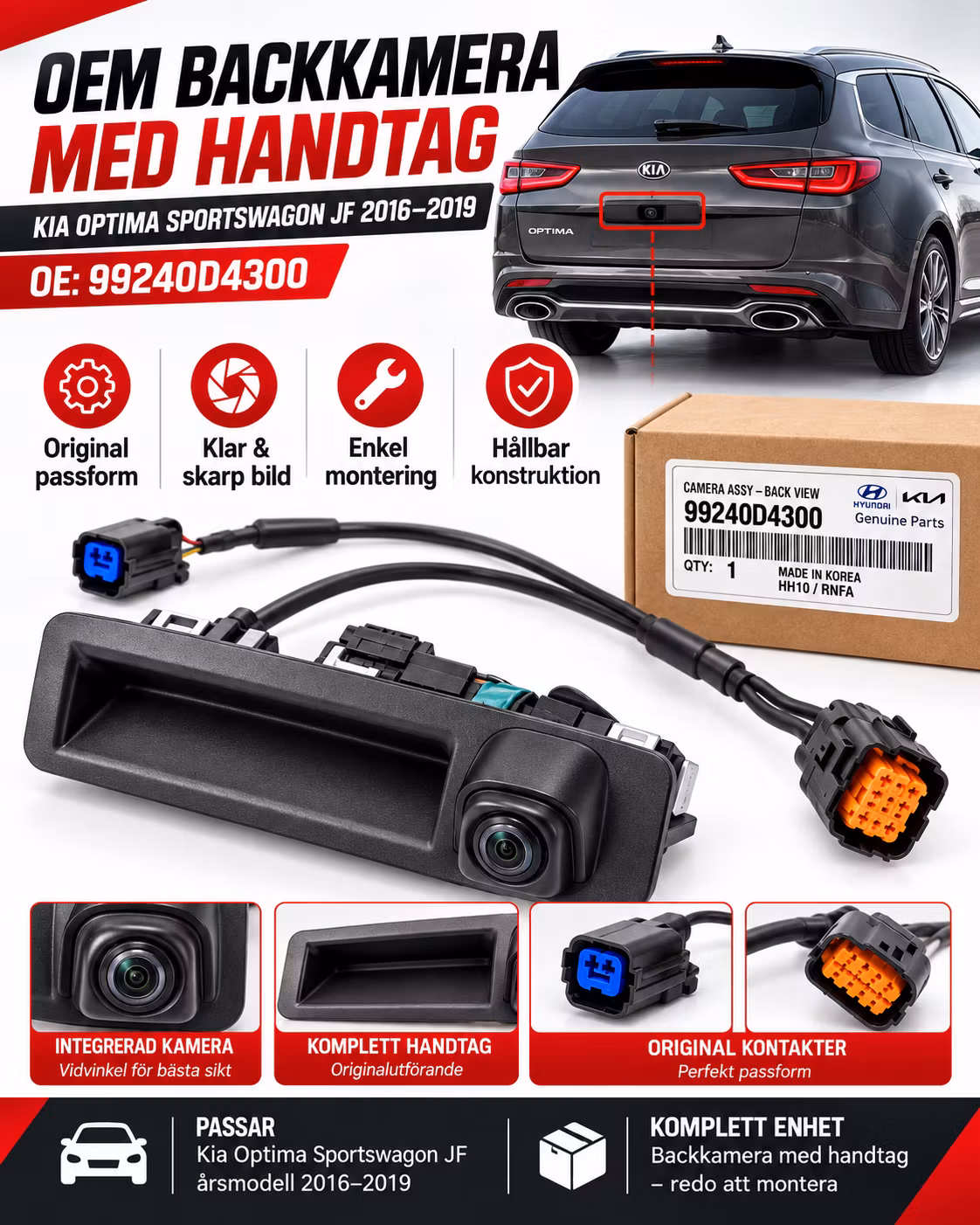 OEM Backkamera med Handtag Kia Optima Sportswagon JF 2016–2019 – 99240-D4300 / 99240D4300