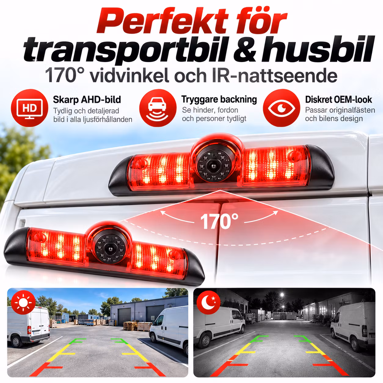 AHD 1080P Bromsljuskamera IR för Fiat Ducato X250, Citroën Jumper III & Peugeot Boxer III – Backkamera OEM LVDS