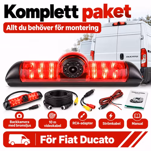 Fiat Ducato Backkamera med Bromsljus AHD 1080P IR – GC2053, 2MP, Mörkerseende