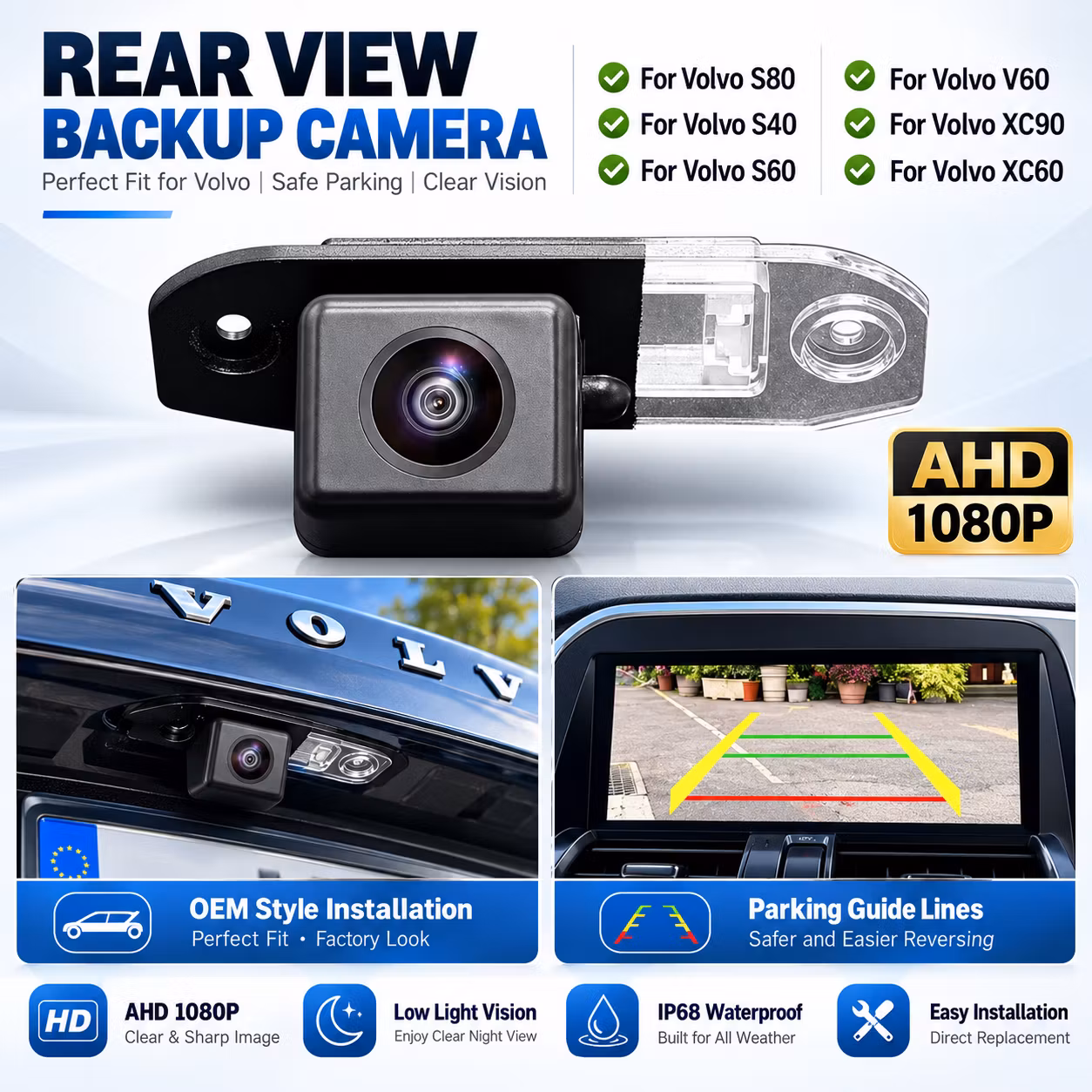9" Android 14 Bilstereo Volvo V60 / S60 (2014–2017) – 4G LTE, GPS, CarPlay & Android Auto, Bluetooth, RDS, DSP | 4GB RAM + 64GB ROM | Gratis Backkamera