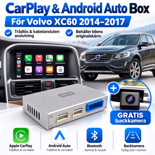 Carplay&android  auto box Volvo xc60  ( 2014-2017) + GRATIS BACKKAMERA