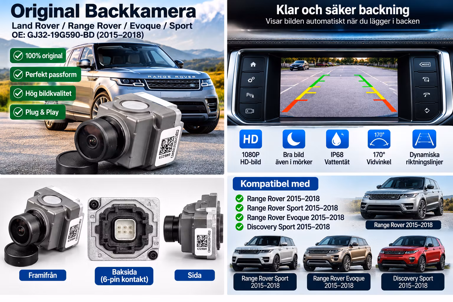Land Rover Range Rover Evoque Original Backkamera GJ32-19G590-BD 2015–2018