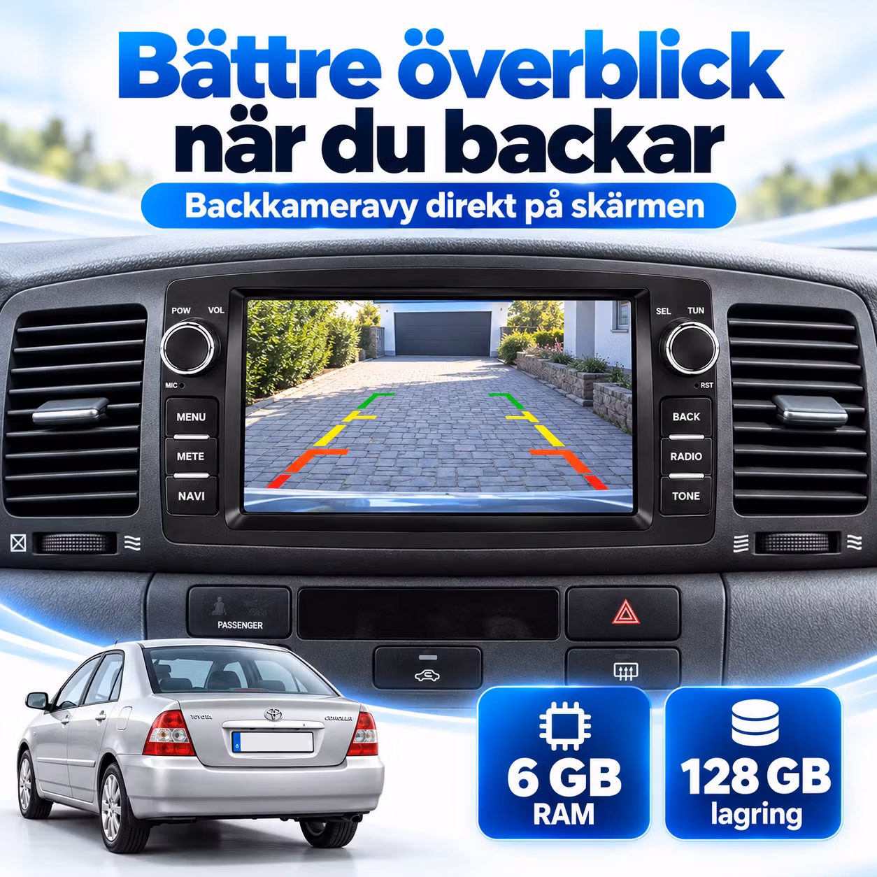 7" android 15 bilstereo Toyota Corolla E120 (1990-2007 )   gps, carplay,andrpid auto, rds, wifi Dsp, 6GB+ 128GB,Gratis backkamera,