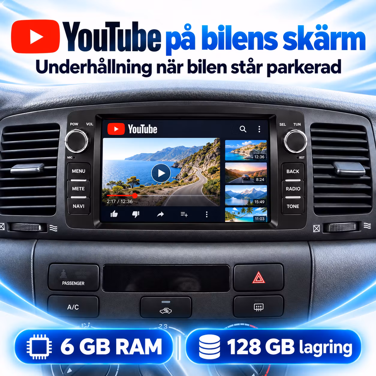 7" android 15 bilstereo Toyota Corolla E120 (1990-2007 )   gps, carplay,andrpid auto, rds, wifi Dsp, 6GB+ 128GB,Gratis backkamera,