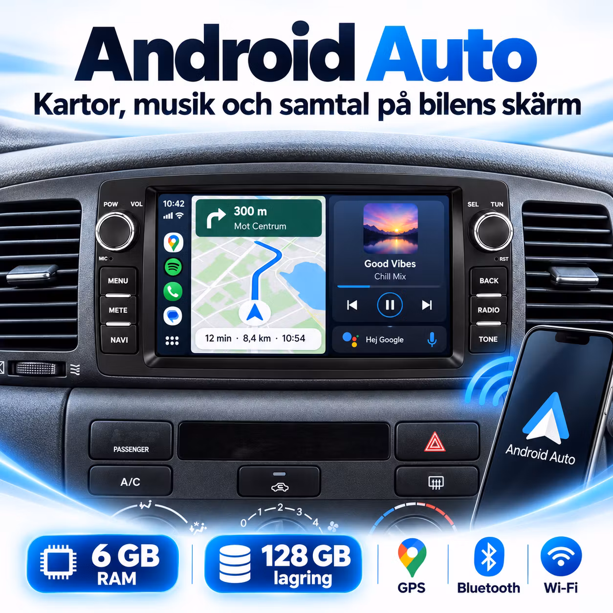 7" android 15 bilstereo Toyota Corolla E120 (1990-2007 )   gps, carplay,andrpid auto, rds, wifi Dsp, 6GB+ 128GB,Gratis backkamera,