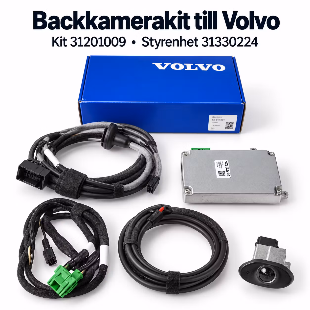 Backkamerakit Volvo S80 V70 XC70 XC90 2007–2016 – Kamera 31201009, styrenhet 31330224 & kablage