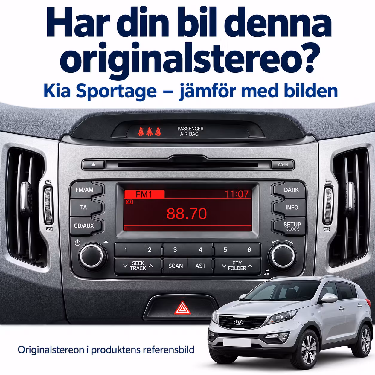 9" Android 15 Bilstereo Kia Sportage 2011–2016 – Qualcomm Snapdragon, 6+128GB, 4G, CarPlay & Android Auto + Gratis backkamera