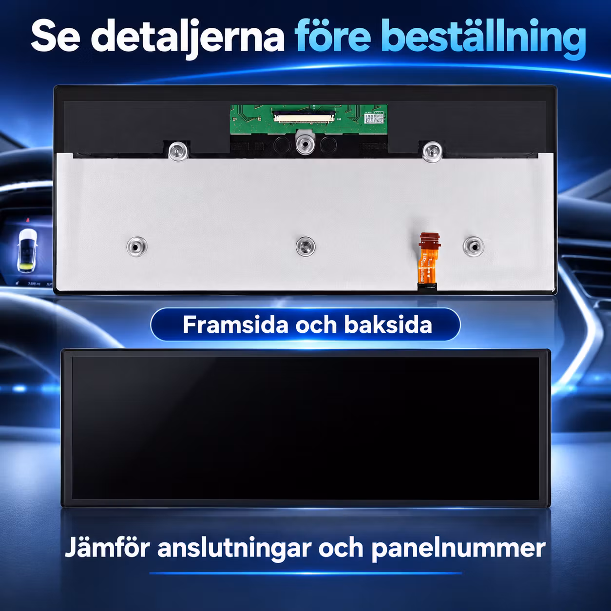 12,3" LCD-skärm till Tesla Model S & Model X – Instrumentdisplay, ersättningspanel 1004788-00-D