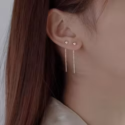 Ball earrings with chain
