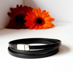 Äkta läderarmband 3 varv-finns i flera färger