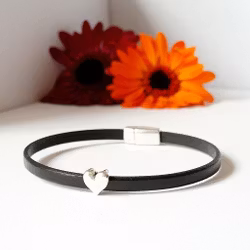 Armband med hjärta 5mm äkta läder-finns i flera färger