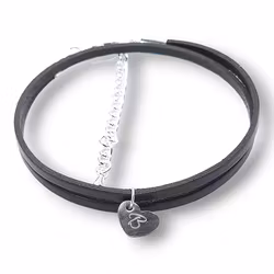 Leather bracelet with engraved heart name/letter