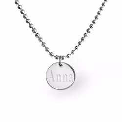 Engraved necklace with round tag