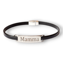 Armband Mamma rostfritt stål och läder
