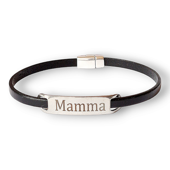 Armband Mamma rostfritt stål och läder