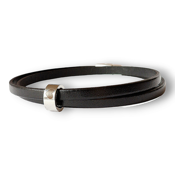 Svart läderarmband med hjärta