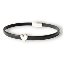 Armband med hjärta 5mm äkta läder-finns i flera färger