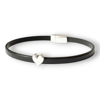 Armband med hjärta 5mm äkta läder-finns i flera färger