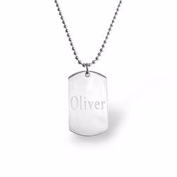 Necklace with engraved ID tag