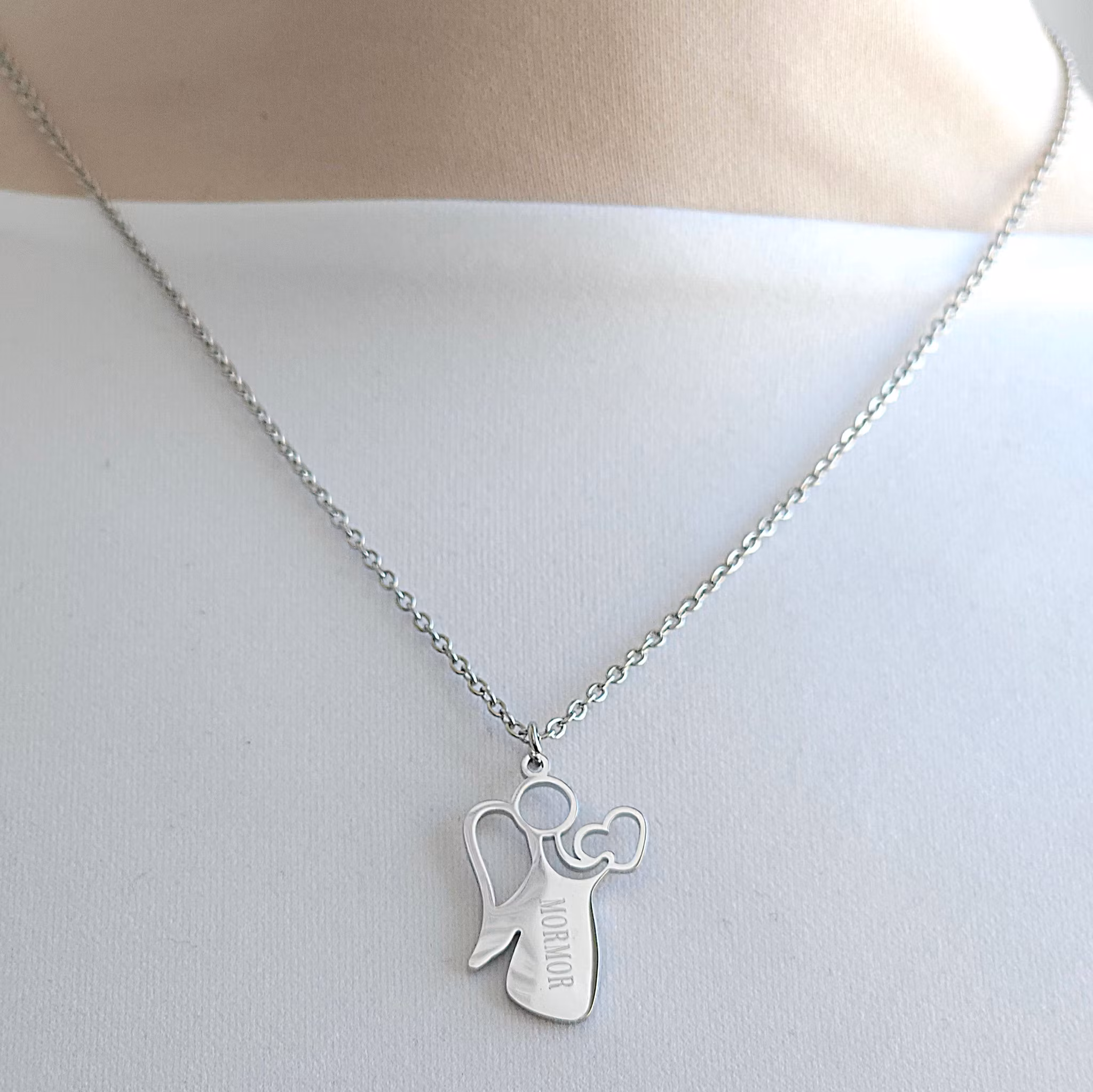 Engraved necklace Angel with own text