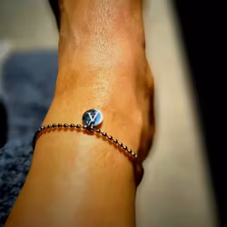 Engraved anklet ball chain with tag