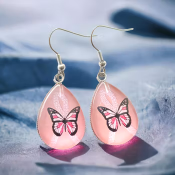 Örhängen Rosa Fjäril