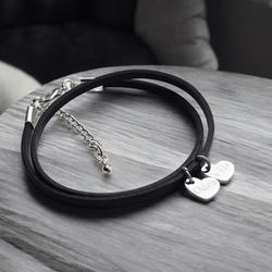 Läderarmband med graverat hjärta namn/bokstav