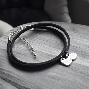 Läderarmband med graverat hjärta namn/bokstav