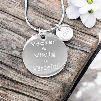 Graverat halsband " Vacker viktig och värdefull