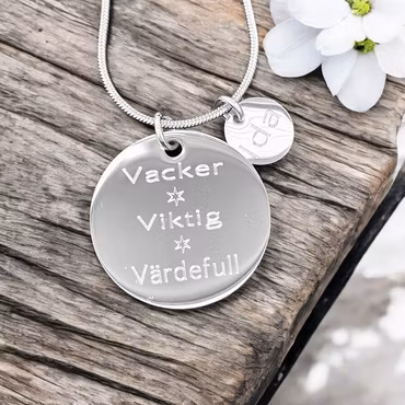 Graverat halsband " Vacker viktig och värdefull