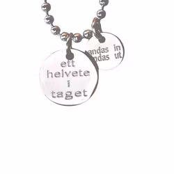 Graverat halsband " ett helvete i taget"