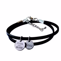 Armband läder med graverade tags STARK så in i HELVETE