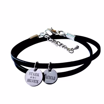 Armband läder med graverade tags
