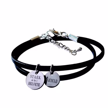 Armband läder med graverade tags