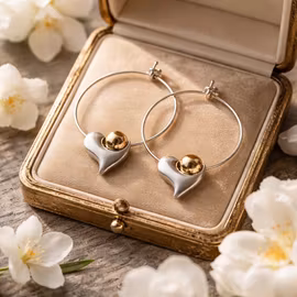 Örhänge hjärta och rosé