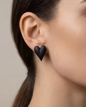 Stora svarta hjärtan - örhänge