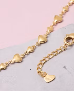 Fotlänk rostfritt stål hjärtan guld