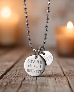 Graverat halsband STARK så in i helvete - personlig tag
