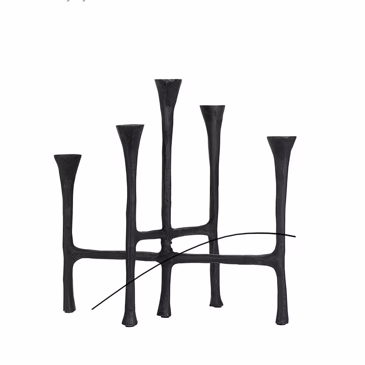 Ljusstake svart gjutjärn 5-arm