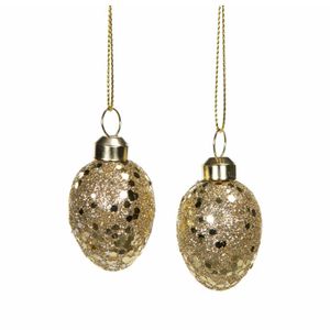 Glasägg häng guld/glitter 10 st