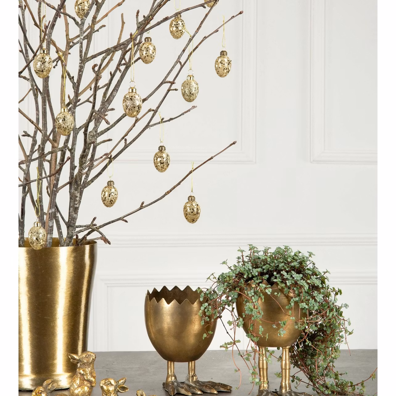 Glasägg häng guld/glitter 10 st