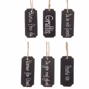 Presentlapp i trä olika text