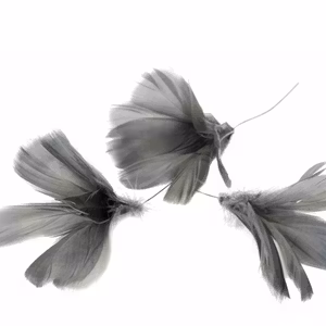 Fjäder Trådad Blom Mörkgrå