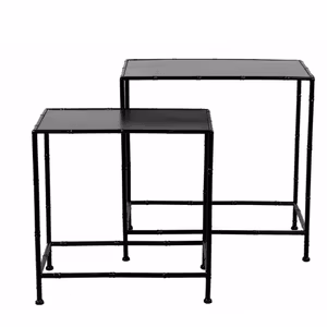 Bord Metall Bambu Svart S/2