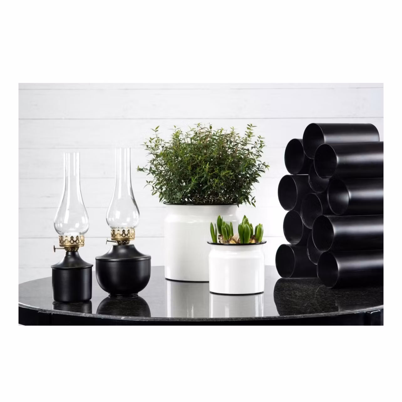 Lampa/värmeljus Iris svart