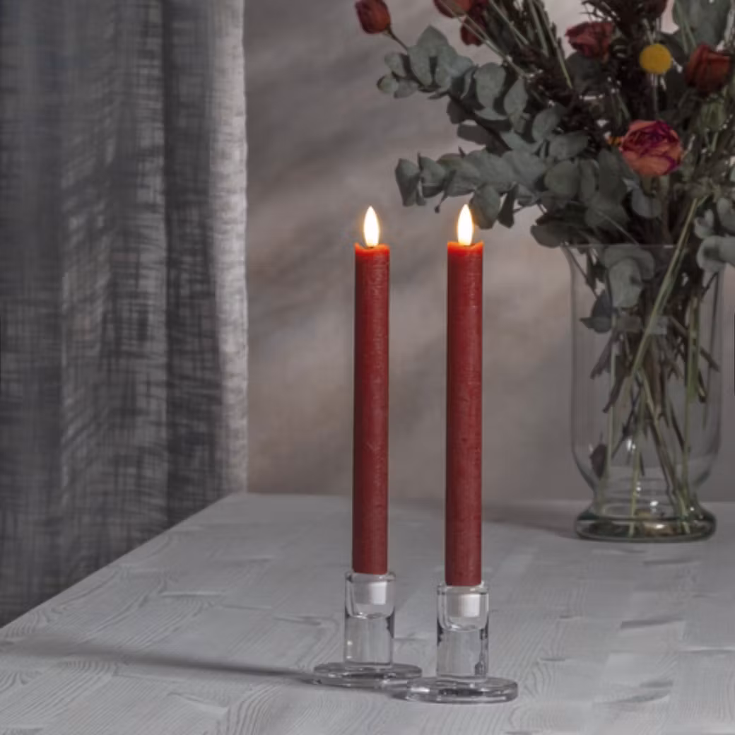Led Antikljus 2-pack Flamme Röda