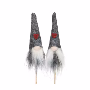 Tomte Duo Hjärta/Stick Grå/Röd Mix 2 st