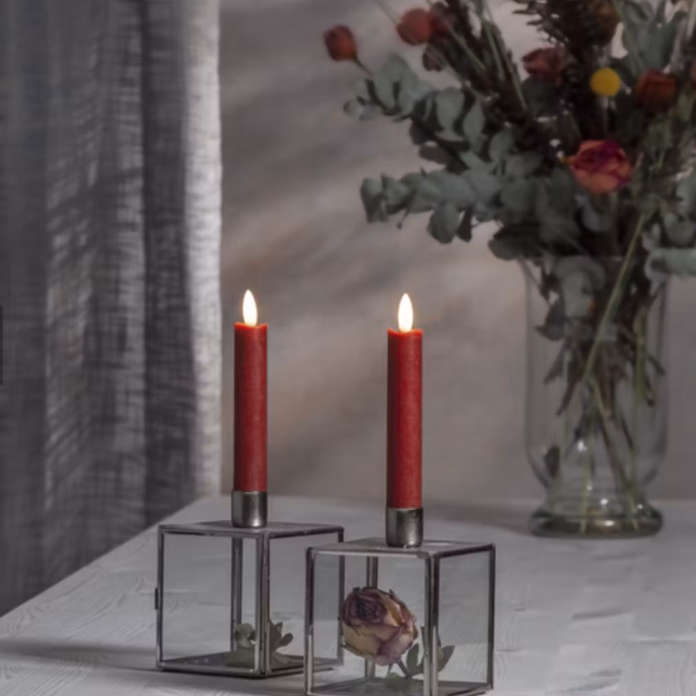 LED ANTIKLJUS 2-PACK FLAMME Röd