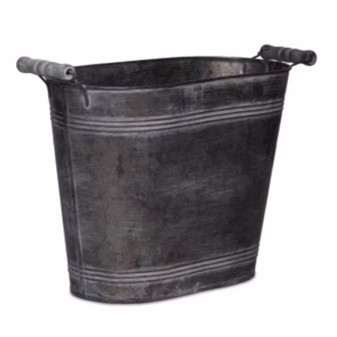 Antikgrön Metallskål Oval stor