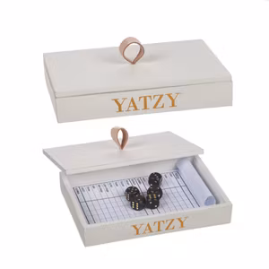 Yatzy m tärningar i trälåda
